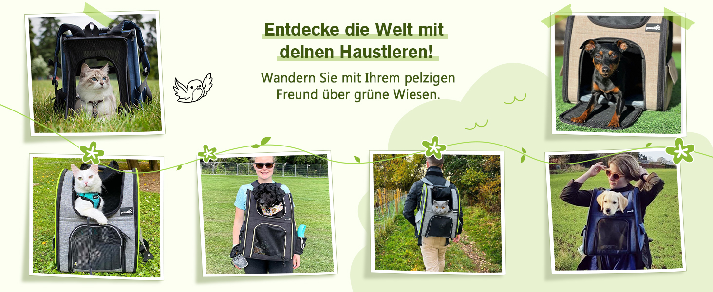 ecute Haustier Expansions Rucksüke für Hund und Katzen mit Front Opening-Mesh Fenstertaschen