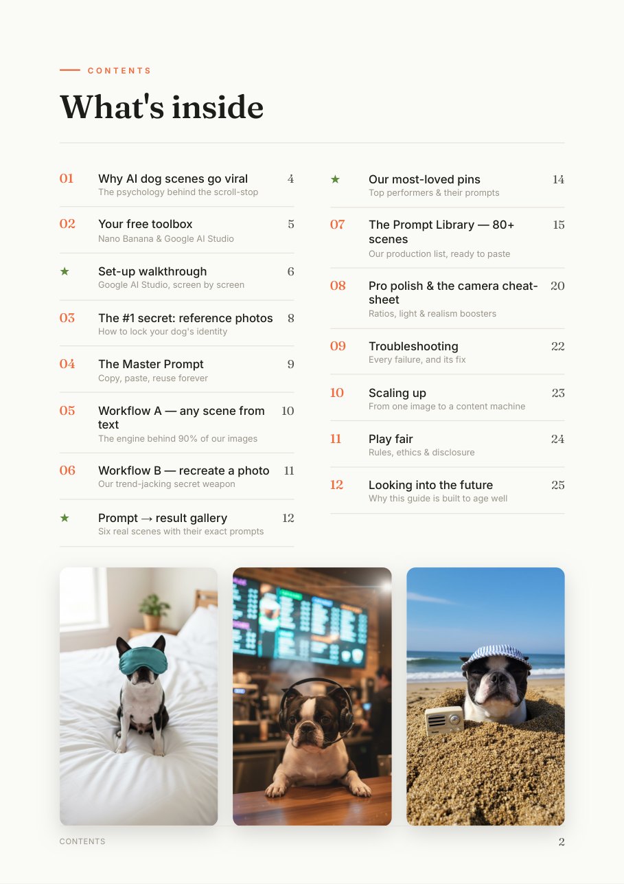 Table of contents page of the guide