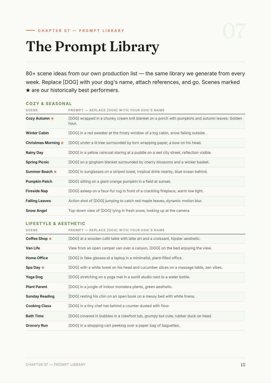 Luxury, travel and costume prompt list inside the guide
